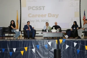 Guest speakers participating in a panel discussion at PCSST Career Day