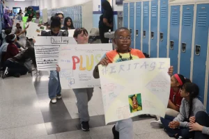PCSST students displaying word posters during the Vocabulary Parade
