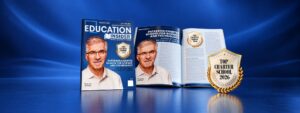 Education Insider Magazine cover and feature article on PCSST, “Guided by Data, Driven by Students,” with the Top Charter School 2026 badge.
